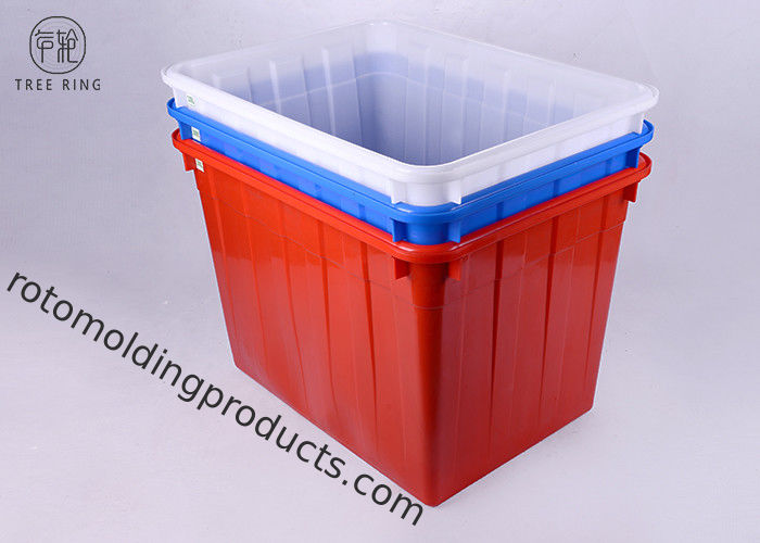 Large Solid Nesting Plastic Bin Boxes , Red / Blue Plastic Storage  Containers Recycling